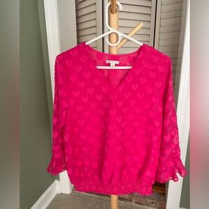 CATO Pink Heart Blouse Medium